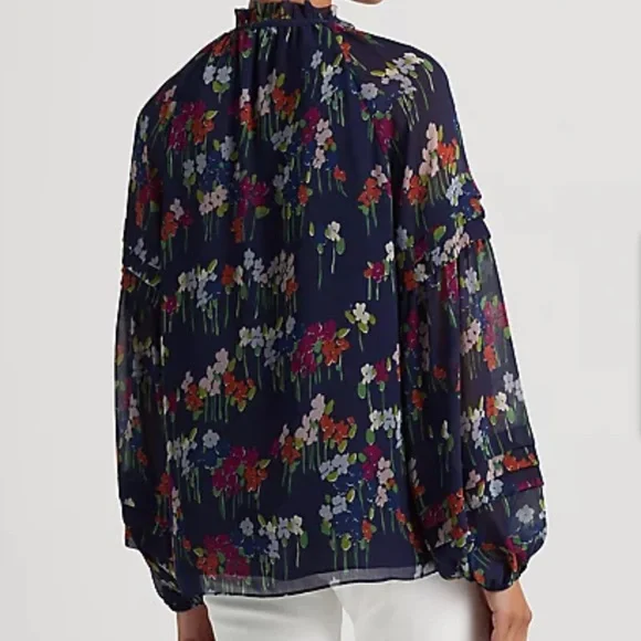 Lauren Ralph Lauren Floral Crinkle Georgette Blouse - Picture 4 of 14